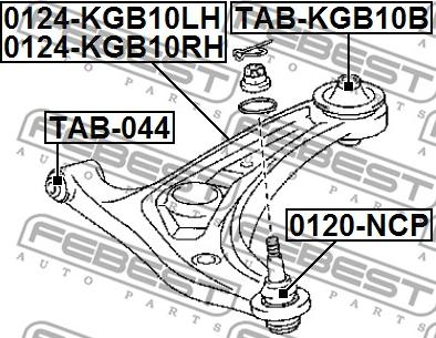 Febest 0124-KGB10RH - Рычаг подвески колеса parts5.com