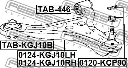 Febest TAB-KGJ10B - Сайлентблок, рычаг подвески колеса parts5.com