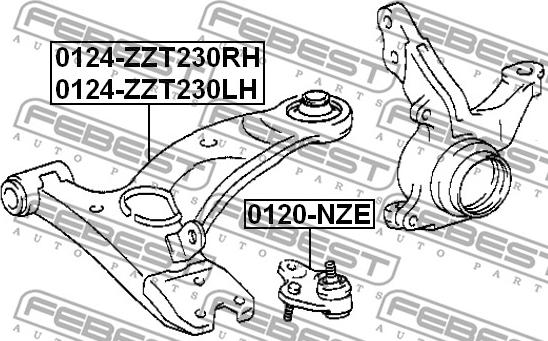 Febest 0124-ZZT230RH - Рычаг подвески колеса parts5.com