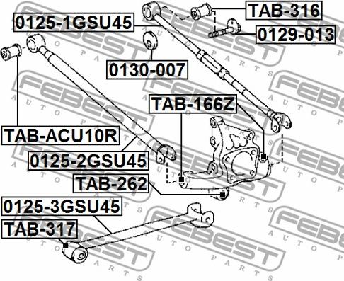 Febest 0130-007 - Чаша холостого хода, балка моста parts5.com