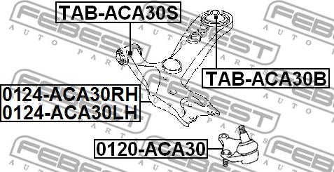 Febest TAB-ACA30S - Сайлентблок, рычаг подвески колеса parts5.com