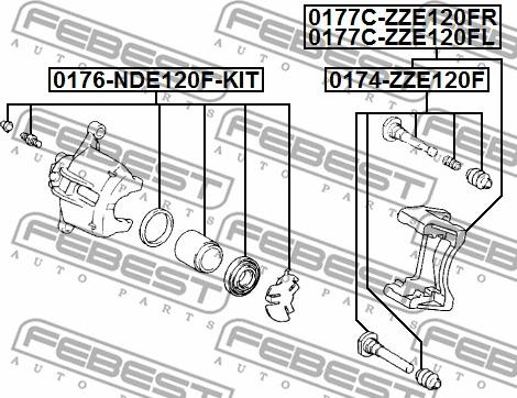 Febest 0176-NDE120F-KIT - Ремкомплект, тормозной суппорт parts5.com