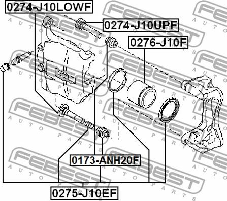 Febest 0274-J10UPF - Направляющий болт, корпус скобы тормоза parts5.com