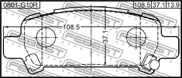 Febest 0801-G10R - Тормозные колодки, дисковые, комплект parts5.com