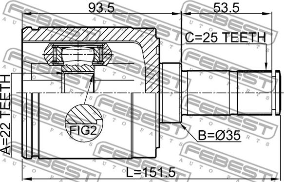 Febest 0311-ESMTRH - Шарнирный комплект, ШРУС, приводной вал parts5.com