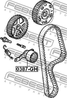 Febest 0387-GH - Натяжной ролик, ремень ГРМ parts5.com