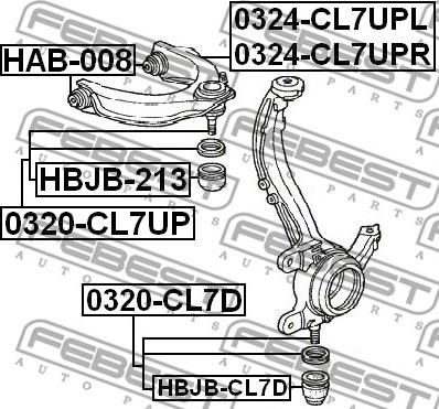 Febest 0320-CL7UP - Шаровая опора, несущий / направляющий шарнир parts5.com