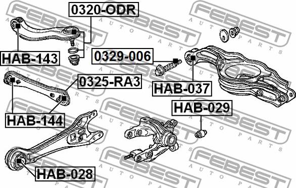 Febest HAB-029 - Сайлентблок, стойка амортизатора parts5.com