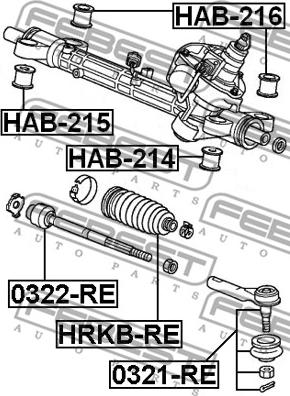 Febest HAB-214 - Suspensión, mecanismo de dirección parts5.com