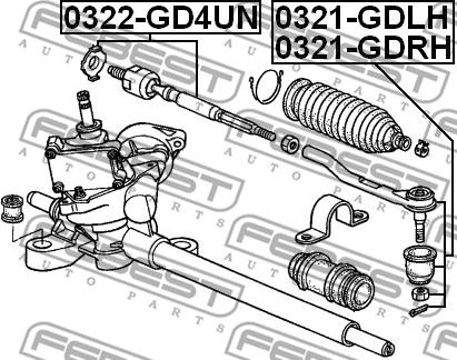 Febest 0322-GD4UN - Осевой шарнир, рулевая тяга parts5.com