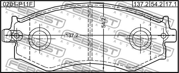 Febest 0201-P11F - Тормозные колодки, дисковые, комплект parts5.com