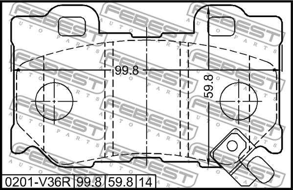 Febest 0201-V36R - Тормозные колодки, дисковые, комплект parts5.com