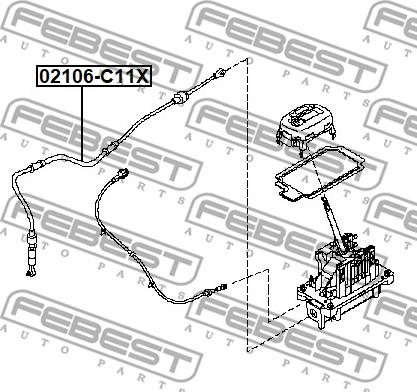 Febest 02106-C11X - Трос, автоматическая коробка передач parts5.com