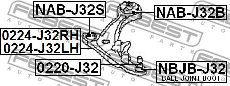 Febest NAB-J32S - Сайлентблок, рычаг подвески колеса parts5.com