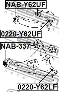 Febest NAB-Y62UF - Сайлентблок, рычаг подвески колеса parts5.com