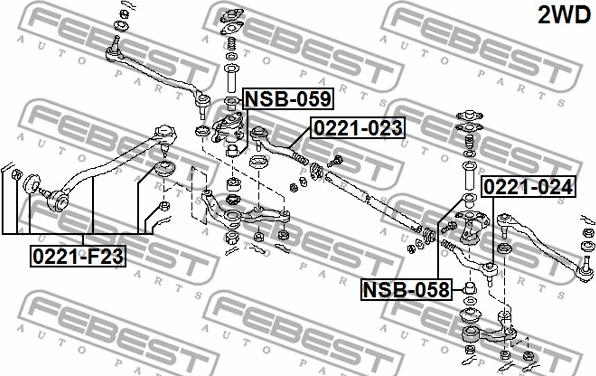 Febest NSB-059 - Втулка, рычаг поворотного кулака parts5.com