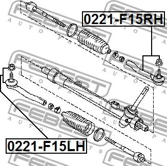 Febest 0221-F15RH - Наконечник рулевой тяги, шарнир parts5.com