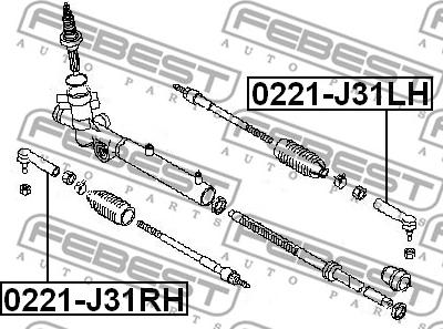 Febest 0221-J31RH - Наконечник рулевой тяги, шарнир parts5.com