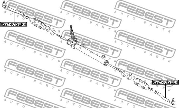 Febest 0221-K12ERH - Наконечник рулевой тяги, шарнир parts5.com