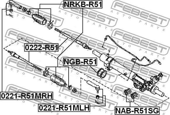 Febest 0221-R51MRH - Наконечник рулевой тяги, шарнир parts5.com