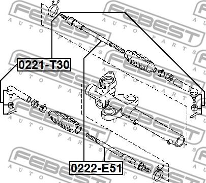 Febest 0222-E51 - Осевой шарнир, рулевая тяга parts5.com