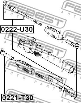 Febest 0222-U30 - Осевой шарнир, рулевая тяга parts5.com