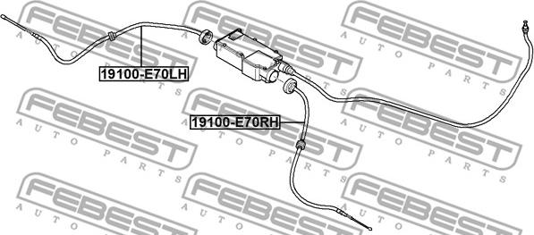 Febest 19100-E70RH - Тросик, cтояночный тормоз parts5.com