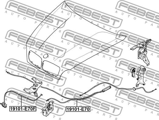 Febest 19101-E70 - Тросик замка капота parts5.com