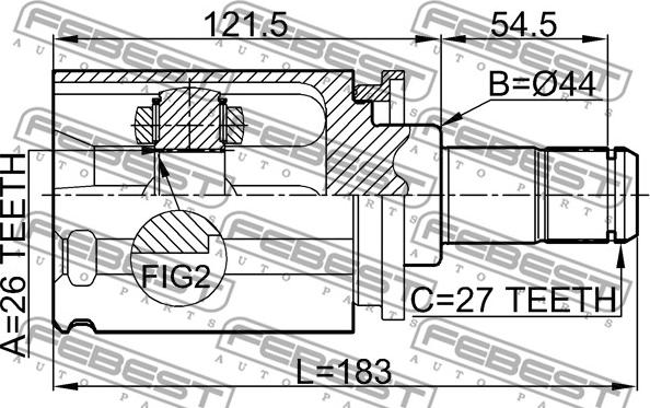 Febest 1911-E70LH - Шарнирный комплект, ШРУС, приводной вал parts5.com