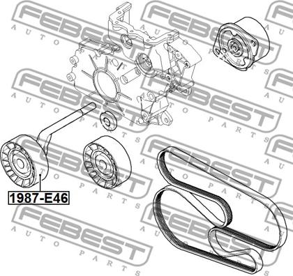 Febest 1987-E46 - Направляющий ролик, поликлиновый ремень parts5.com