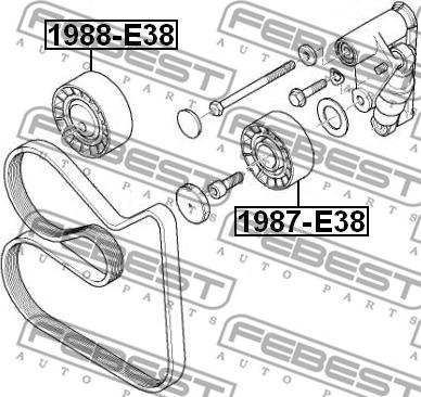 Febest 1988-E38 - Deflection / Guide Pulley, v-ribbed belt parts5.com