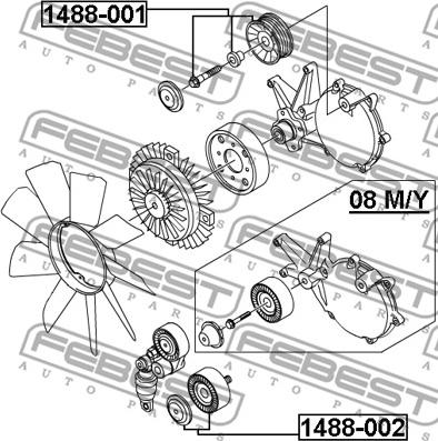 Febest 1488-002 - Направляющий ролик, поликлиновый ремень parts5.com