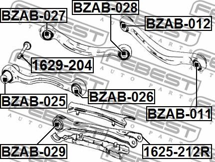 Febest BZAB-029 - Сайлентблок, рычаг подвески колеса parts5.com