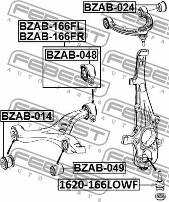 Febest BZAB-166FL - Сайлентблок, рычаг подвески колеса parts5.com