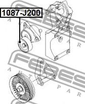 Febest 1087-J200 - Направляющий ролик, поликлиновый ремень parts5.com