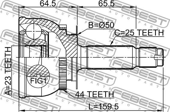 Febest 1210-MATA44 - Шарнирный комплект, ШРУС, приводной вал parts5.com