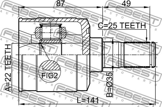 Febest 1211-ACCMT - Шарнирный комплект, ШРУС, приводной вал parts5.com