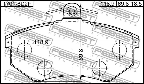 Febest 1701-8D2F - Тормозные колодки, дисковые, комплект parts5.com