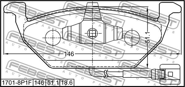 Febest 1701-8P1F - Тормозные колодки, дисковые, комплект parts5.com