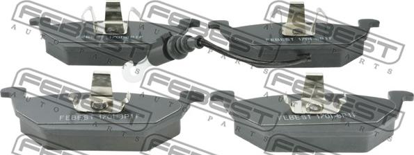 Febest 1701-8P1F - Тормозные колодки, дисковые, комплект parts5.com