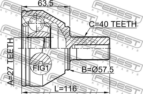 Febest 2910-FLIIF - Шарнирный комплект, ШРУС, приводной вал parts5.com