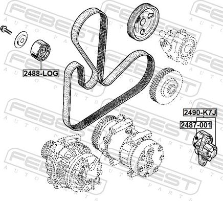 Febest 2490-K7J - Натяжитель, поликлиновый ремень parts5.com