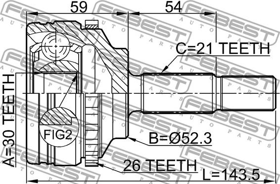 Febest 2410-LOGA26 - Шарнирный комплект, ШРУС, приводной вал parts5.com