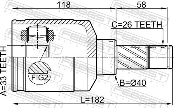 Febest 2411-DUSTMTLH - Шарнирный комплект, ШРУС, приводной вал parts5.com