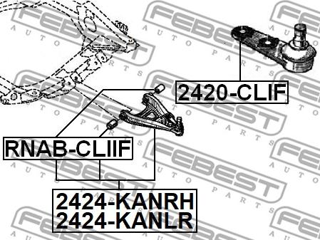 Febest 2424-KANLH - Рычаг подвески колеса parts5.com