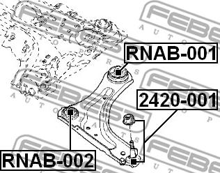 Febest 2420-001 - Шаровая опора, несущий / направляющий шарнир parts5.com