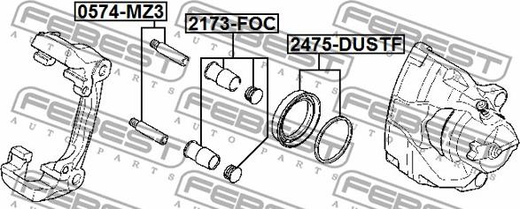 Febest 2475-DUSTF - Ремкомплект, тормозной суппорт parts5.com