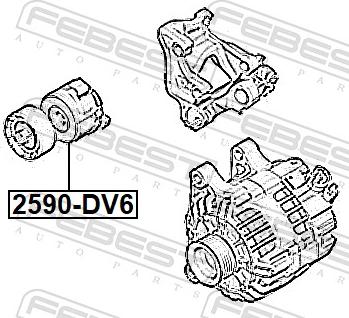 Febest 2590-DV6 - Натяжитель, поликлиновый ремень parts5.com