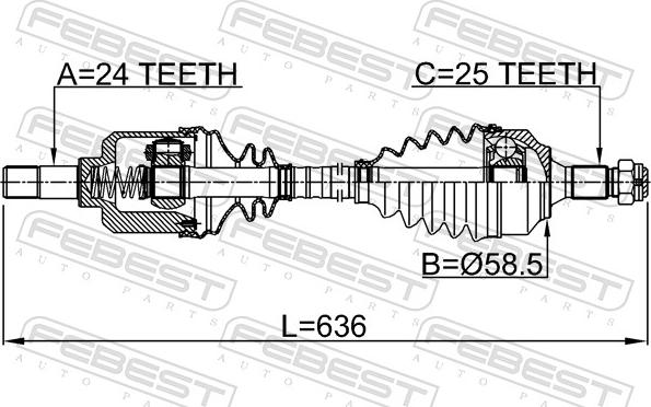 Febest 2514-B7MTLH - Приводной вал parts5.com