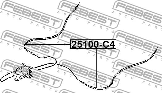 Febest 25100-C4 - Тросик, cтояночный тормоз parts5.com